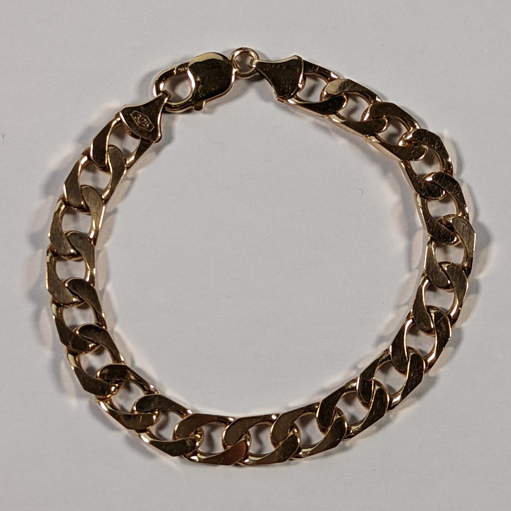 Classic 9ct Solid Gold Curb Bracelet – 7.5 Inch Length, 4MM Wide – Real Yellow Gold Italian Craftsmanship